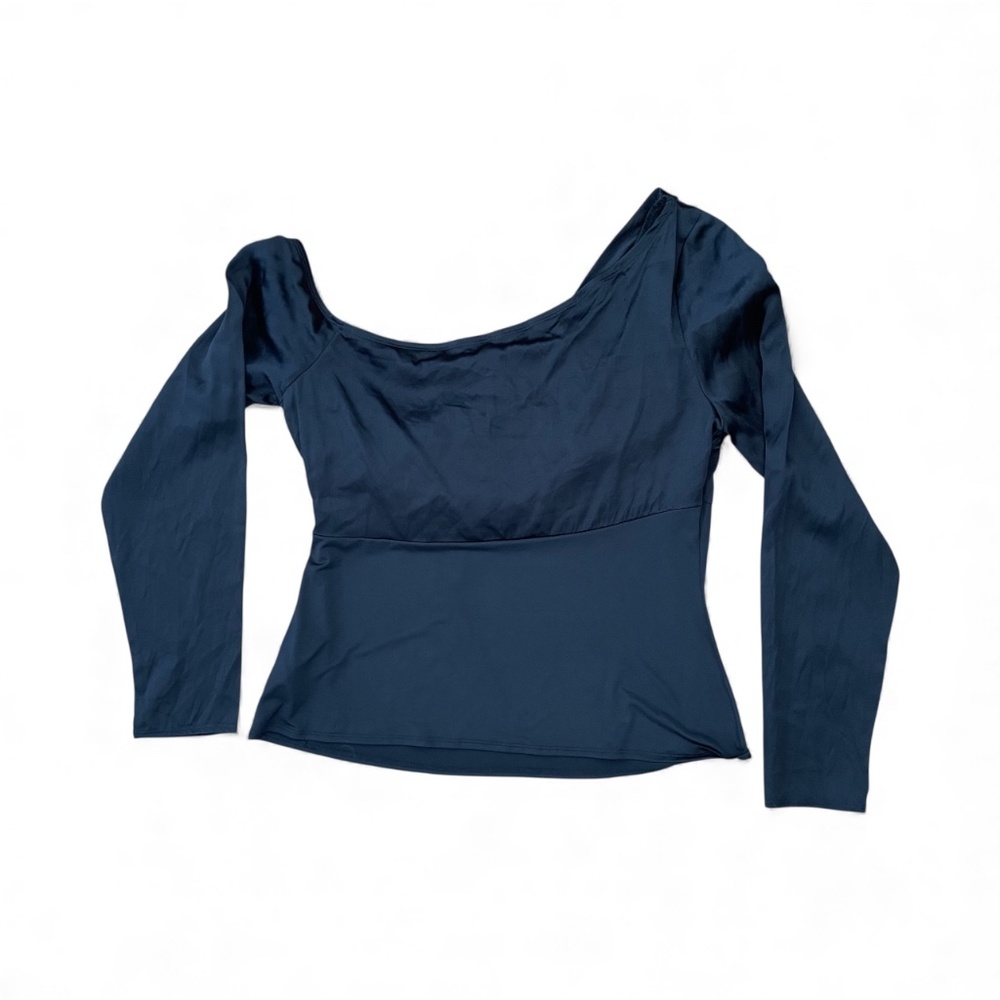 EUC - L'AGENCE‎ Sharma Slim Jersey Bodice Blouse Black Long Sleeve Women's Large - Picture 3 of 10